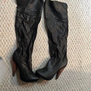 Over the knee leather boots